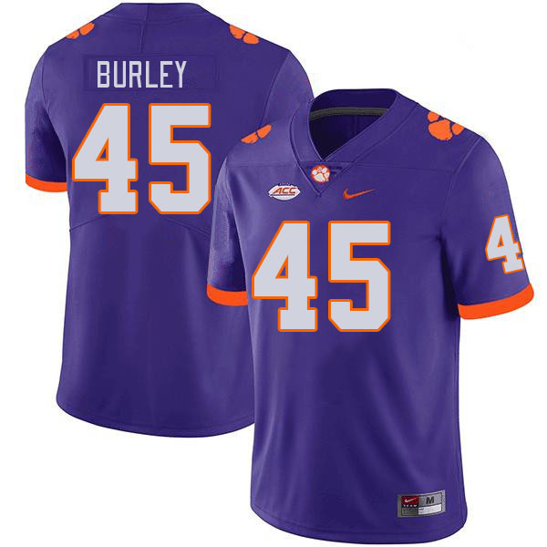 Men #45 Vic Burley Clemson Tigers College Football Jerseys Stitched-Purple